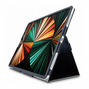 エレコム iPad Pro 12.9インチ 2021年モデル ケース カバー レザー フラップ 軽量 ブラック ハンドホールドベルト ペンホルダ TB-A21PLPL