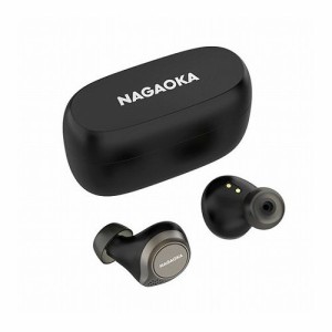 NAGAOKA Bluetooth5.0対応 オートペアリング機能搭載 長時間連続再生完全ワイヤレスイヤホン ブラック BT824BK(代引不可)【送料無料】