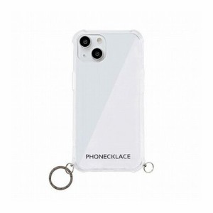 PHONECKLACE ストラップ用リング付きクリアケース for iPhone 13 mini ガンブラックチャーム PN21588i13MNBK(代引不可)
