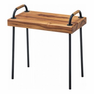 サイドテーブル 約幅49×奥行28×高さ51 天然木 モンキーポッド ラッカー塗装 スチール(代引不可)【送料無料】
