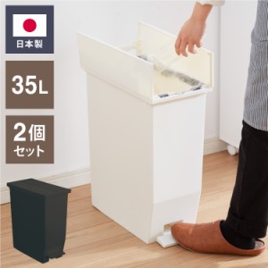 ゴミ箱 ごみ箱 ワンタッチ 2個セット おしゃれ キッチン 35l 35リットル 幅22 奥行42.5 高さ48 分別 フタ付き ダストボックス ペダル式 