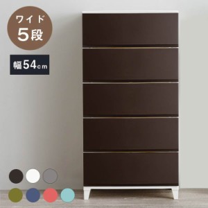 選べる7色 日本製 収納ケース チェスト 幅54cm ワイド5段 ルームス シェード ROOM'S shade リビングチェスト サニタリー 収納ボックス 衣