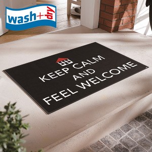 玄関マット wash+dry A024A Keep Calm 50×75cm 柄物 おしゃれ 滑り止めラバーつき(代引不可)【送料無料】