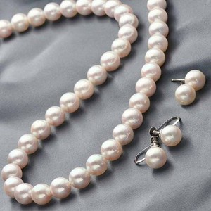 花珠本真珠（あこや真珠） 7.5-8mm パールネックレス+パールピアス 2点セット 【本真珠】（代引不可）