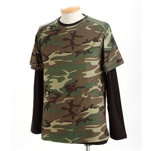 ドライクール ナイスカモフラ半袖Tシャツ&ロングTシャツ2枚 セット(迷彩) ウッドランド S（代引不可）
