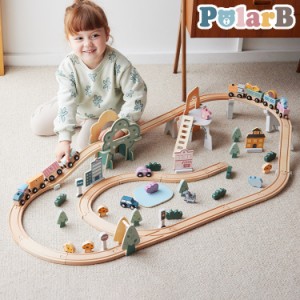 PolarB トレインレールセット92ピース Train Set 92 pcs 電車ごっこ 木製玩具 電車セット ポーラービー おもちゃ ベビー キッズ ギフト 