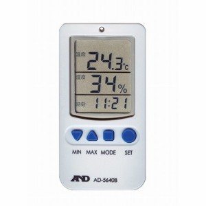 A&D 時計付 デジタル温湿度計 AD-5640B(代引不可)【送料無料】
