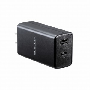 エレコム ACアダプター スマホ充電器 タイプCポート×1 USB-Aポート×1 コンパクト ブラック(代引不可)【送料無料】