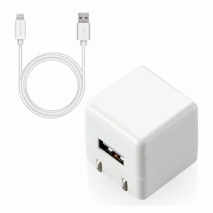 エレコム iPhone充電器 iPad充電器 1m Lightning AC ケーブル同梱 ホワイト コンパクト 小型 キューブ シンプル MPA-ACL04WH(代引不可)