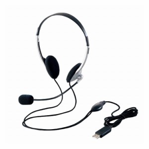 エレコム USBヘッドセットマイクロフォン 両耳オーバーヘッド 1.8m シルバー HS-FBE01USV(代引不可)【送料無料】