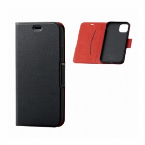 iPhone11 ケース カバー 手帳 フラップ マグネット カード 収納 スタンド 薄型 スリム ブラック PM-A19CPLFUBK エレコム(代引不可)