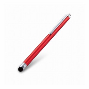 タッチペン 超感度 高密度ファイバーチップ スマートフォン タブレット クリップ付き レッド P-TPC02RD エレコム(代引不可)