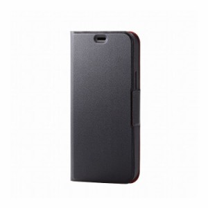 iPhone12 iPhone12 Pro ケース カバー 手帳 フラップ レザー 薄型 スリム カード マグネット スタンド 軽い シンプル ビジネス ブラック 