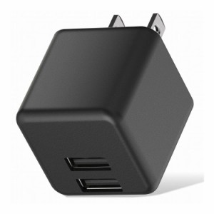 スマホ充電器 AC充電器 USBポート×2 2.4A出力 コンパクト キューブ型 ブラック ケーブルクリップ スマホ タブレット MPA-ACU11BK エレコ
