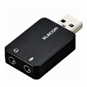 オーディオ変換アダプタ USB-φ3.5mm オーディオ出力 マイク入力 直挿し コンパクト ブラック USB-AADC01BK エレコム(代引不可)