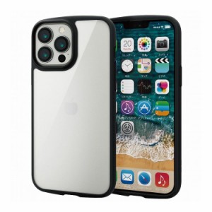 iPhone 13 Pro Max ケース カバー ハイブリッドケース 軽量 フレームカラー ストラップホール付 TOUGH SLIM LITE ブラック PM-A21DTSLFCB