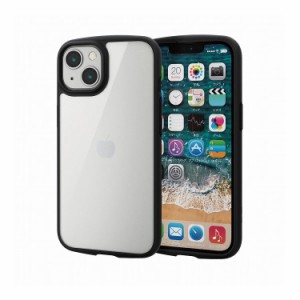 iPhone13 ケース カバー ハイブリッドケース 軽量 フレームカラー ストラップホール付 TOUGH SLIM LITE ブラック PM-A21BTSLFCBK エレコ