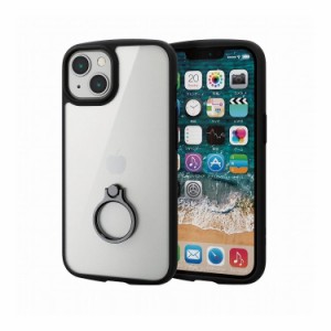 iPhone13 ケース カバー 軽量 スマホリング付 フレームカラー ストラップホール付 TOUGH SLIM LITE ブラック PM-A21BTSLFCRBK エレコム(