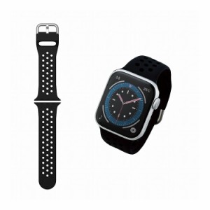 Apple Watch アップルウォッチ 41mm 40mm 38mm バンド シリコン 軽量 スポーツ 通気穴付 ブラック AW-40BDSCNBK エレコム(代引不可)【送