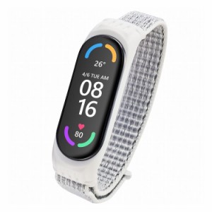 エレコム Xiaomi Mi Smart Band 6 5 交換 バンド ベルト 通気性 スマートウォッチ シャオミ スマートバンド 6 5 ホワイト ファブリックバ