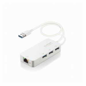 ELECOM LANアダプター 有線 タイプA Giga USBハブ付 USB-A×3 USB3.2 Gen1 3.1 Gen1 3.0 10 100 1000Mbps 【Windows Mac対応】 ホワイト 