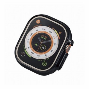 エレコム アップルウォッチ カバー Apple Watch Ultra 49mm バンパー ハード ケース 側面保護 耐衝撃 ブラック(代引不可)【送料無料】