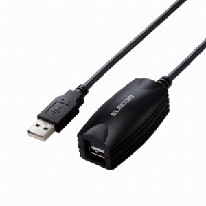 エレコム ELECOM USBケーブル 延長コード 5m USB 2.0 ( USB-A オス - USB-A メス ) 最大20mまで接続延長可 ブラック(代引不可)【メール便