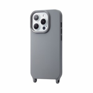 エレコム ELECOM iPhone 15 Pro 用 ケース ハイブリッド シリコン カバー 衝撃吸収 カメラレンズ保護設計 ショルダーストラップホール付 