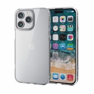 エレコム ELECOM iPhone 15 Pro Max 用 ケース ハイブリッド カバー 衝撃吸収 カメラレンズ保護設計 ストラップホール付 背面ガラスクリ