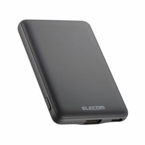 エレコム モバイルバッテリー 5000mAh 12W 入力 Type-C×1 出力 Type-C×1、USB-A×1 PSE認証 おまかせ充電対応 コンパクト 薄型 軽量 ダ