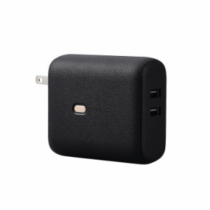 エレコム モバイルバッテリー コンセント一体型 5000mAh 12W 出力 USB A ×2 2台同時充電可 iPhone AirPods Android スマホ 各種対応 ブ