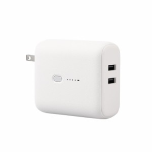 エレコム モバイルバッテリー コンセント一体型 5000mAh 12W 出力 USB A ×2 2台同時充電可 iPhone AirPods Android スマホ 各種対応 ホ