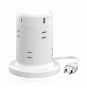 ELECOM 電源タップ コンセント×8個口 (USB-C×2 USB-A×3) 45W タワー型 ホワイト エレコム ECT-2120WH(代引不可)【送料無料】