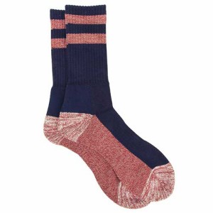 MB-SOX Wソックス毛混2本ライン 紺 DNWL40 25-27