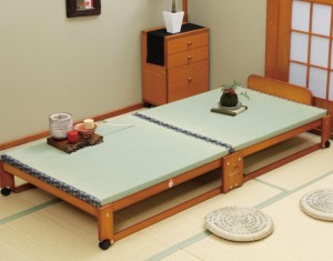 ベッド 中居木工 らくらく折りたたみ式 畳ベッド ワイド 日本製 桧 ひのき ベッド すのこ ローベッド 木製 ベッド下収納(代引不可)【送料