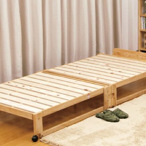 ベッド 中居木工 らくらく 折りたたみ式 桧 すのこベッド シングル 日本製 桧 ひのき ベッド すのこ ローベッド 木製(代引不可)【送料無