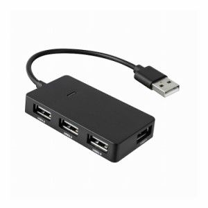 USBハブ 4ポート USB2.0 HUB 広々ポート ブラック グリーンハウス