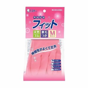 【単品6個セット】 やわらかフィット天然ゴム手袋Mピンク1組 エステー株式会社(代引不可)