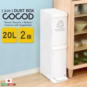 縦型分別ダストボックス【Cocod-ココド-】(2段　スリム　省スペース　フタ付き　フットペダル　ゴミ箱　20L)(代引き不可)【送料無料】