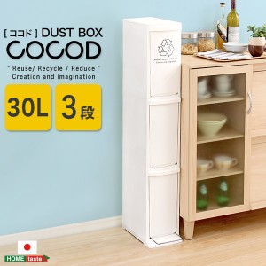 縦型分別ダストボックス【Cocod-ココド-】(3段　スリム　省スペース　フタ付き　フットペダル　ゴミ箱　30L)(代引き不可)【送料無料】