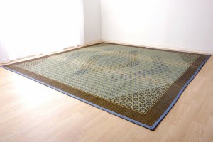 い草ラグ 花ござ カーペット ラグ 6畳 国産 DX組子 グレー 江戸間6畳 約261×352cm 裏:不織布(代引不可)【送料無料】