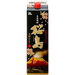 焼酎 黒麹仕立て 桜島 25度 芋焼酎 パック 1800ml