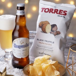 ヒューガルデンと黒トリュフポテトチップス Hoegaarden ホワイトビール 白ビール 355ml TORRES トーレス ポテチ 瓶ビール おつまみセット