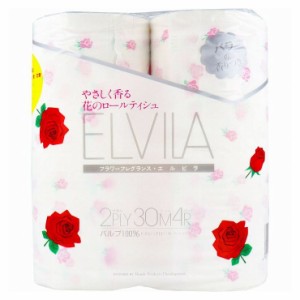 四国特紙 トイレットペーパー フラワーフレグランス エルビラ バラの香り ダブル 30m×4ロール 日用品 日用消耗品