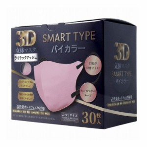 3D立体マスク スマートタイプ バイカラー ライラックアッシュ ふつうサイズ 30枚入