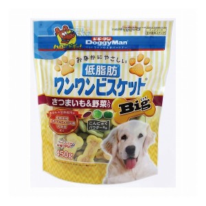 【2個セット】 ドギーマン おなかにやさしい低脂肪ワンワンビスケット Big さつまいも&野菜入 450g x2