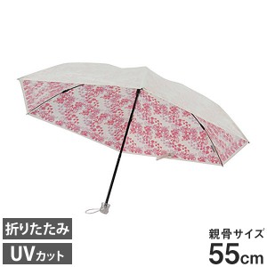 プレミアムホワイト 55ミニ ディアフラワー ピンク 55cm 傘 かさ 日傘 UVカット 遮光 遮熱 レディース 女性用 紫外線 紫外線カット シル