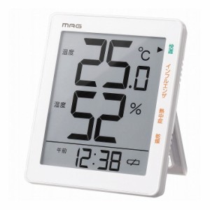 【お部屋の環境をマークでおしらせ】ノア MAG マグ デジタル温度湿度計 電池付属 TH-105 WH 置き時計 掛け時計 温湿度計(代引不可)【メー