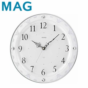 ノア精密 MAG マグ 電波掛時計 アデル 電波時計 ステップ秒針 夜間秒針停止機能 掛け時計 クロック ホワイト アナログ時計 アナログ 白 W