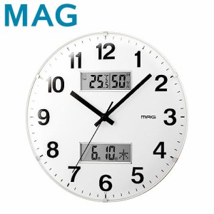 ノア精密 MAG マグ デジアナ掛時計 ダブルラウンダー 連続秒針 カレンダー 温度 湿度 デジタル時計 アナログ時計 デジタル アナログ 掛け